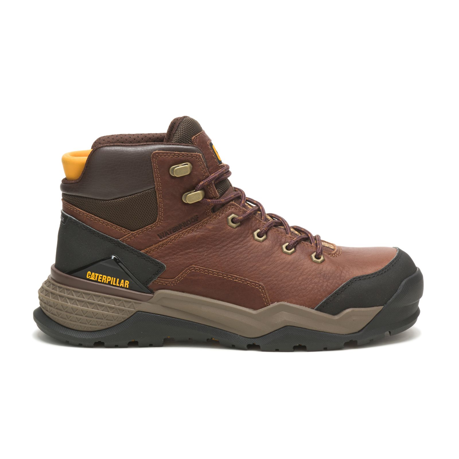 Men's Caterpillar Provoke Mid Waterproof Alloy Toe Work Boots Brown Ireland JXBV78302